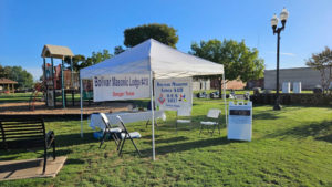 Bolivar Masonic Lodge #418 AF & AM, Sanger Texas Information Tent American Legion Car Show