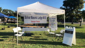 Bolivar Masonic Lodge #418 AF & AM, Sanger Texas Information Tent American Legion Car Show