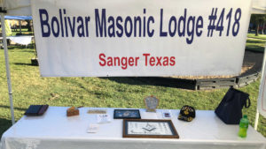 Bolivar Masonic Lodge #418 AF & AM, Sanger Texas Information Tent American Legion Car Show