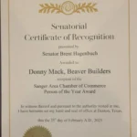 Bolivar Masonic Lodge Sanger Area Chamber of Commerce Annual Awards Luncheon Donny Mack Beaver Builders